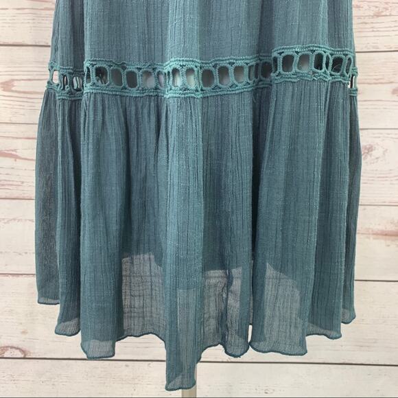 Listicle steel blue boho bell sleeve open lace - Picture 5 of 15